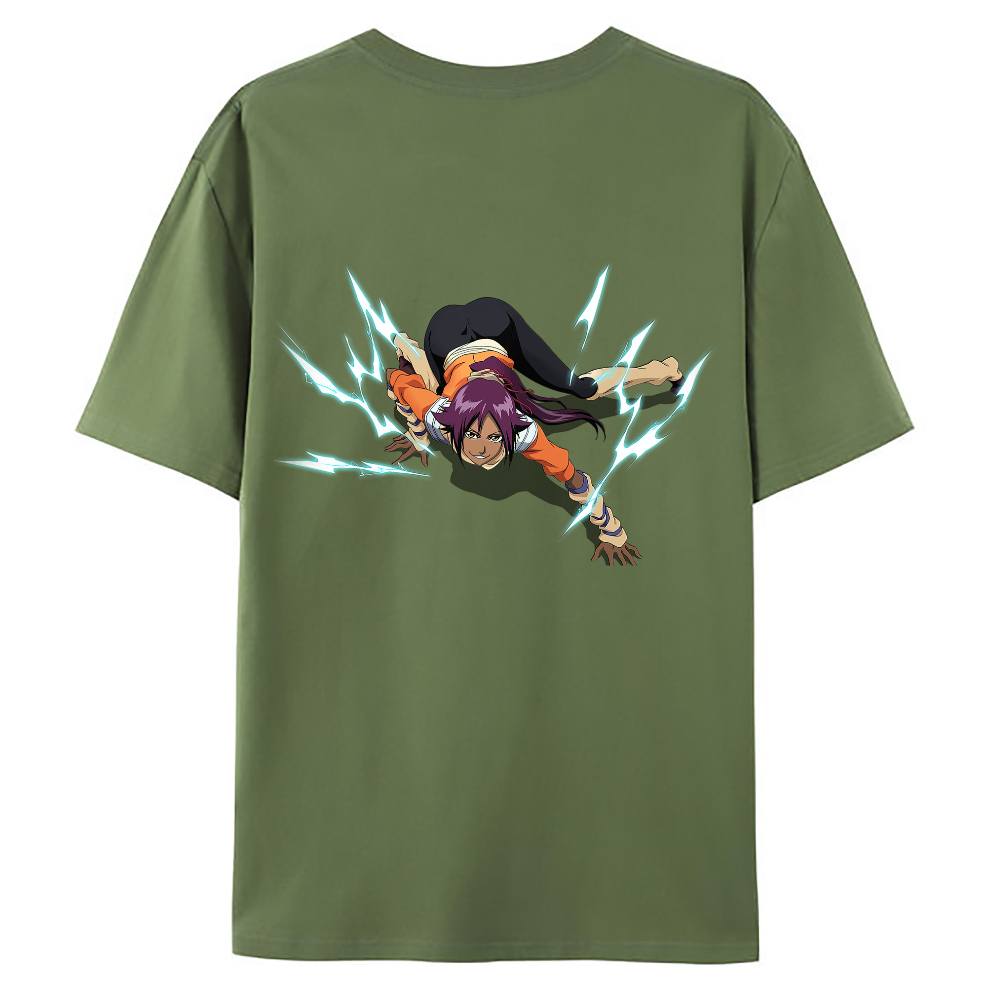 （画像用） ブリーチ 四楓院 夜一（しほういん よるいち） BLEACH Shihouin Yoruichi 綿100％ メンズ半袖Tシャツ（バックプリント） 通気性
